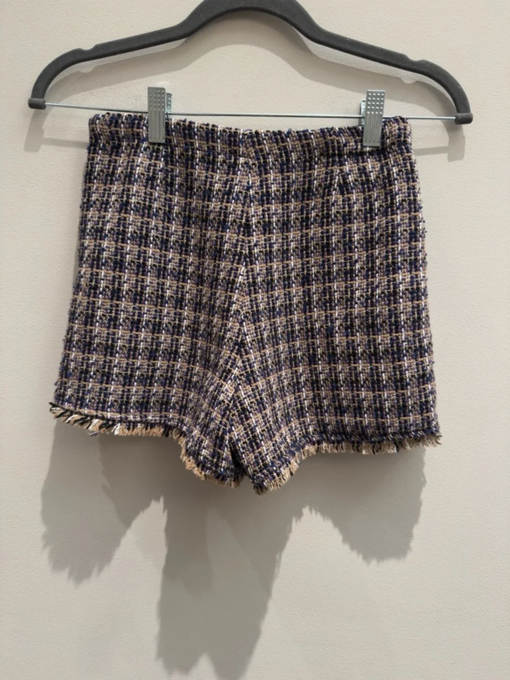 NWT- New Zara Girls Brown Purple Tweed Skort  Shorts Fringed Size 11-12